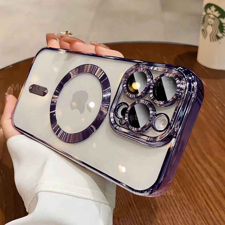 Luxury Magnetic iPhone Case with Lens Protector & Wireless Charging