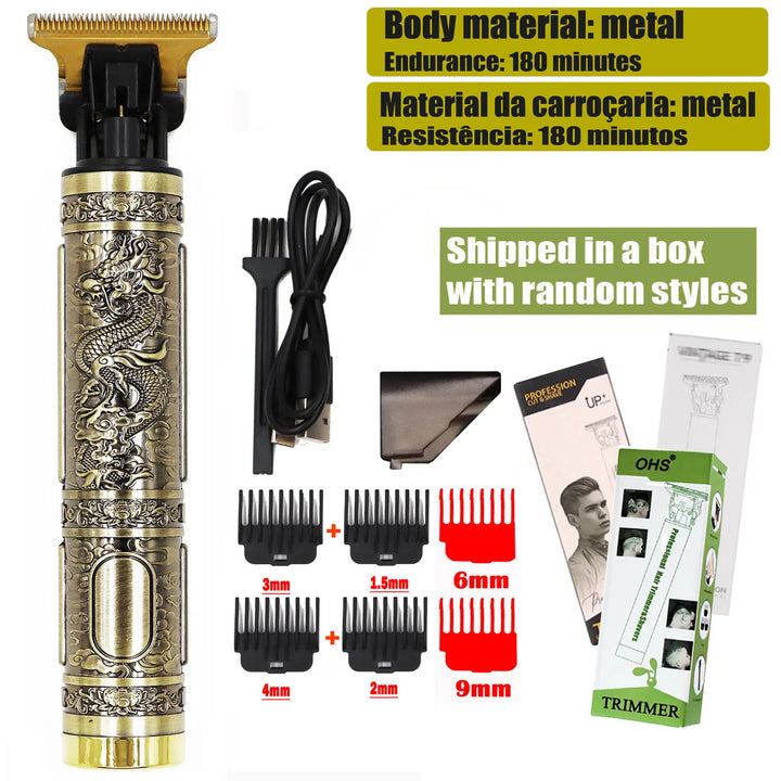 T9 Vintage Electric Hair Trimmer for Men – Rechargeable & Stylish