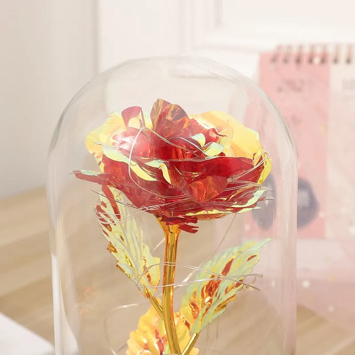 Galaxy Rose with Fairy Lights in Dome – Perfect Gift