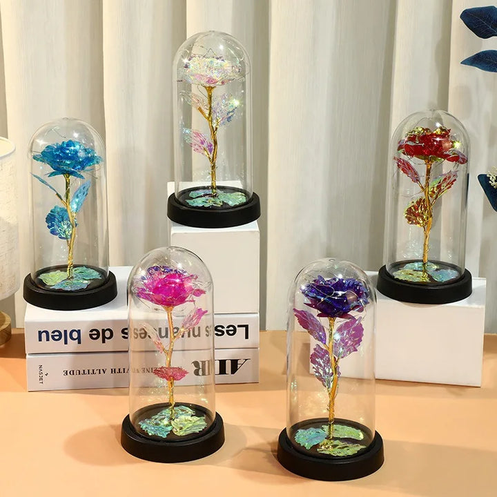 Galaxy Rose with Fairy Lights in Dome – Perfect Gift
