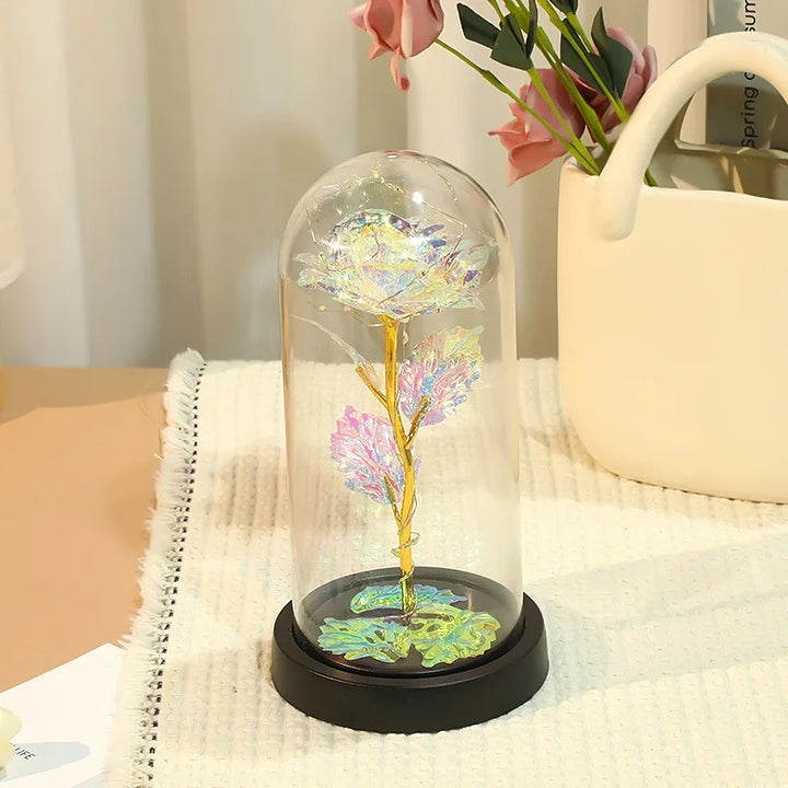 Galaxy Rose with Fairy Lights in Dome – Perfect Gift
