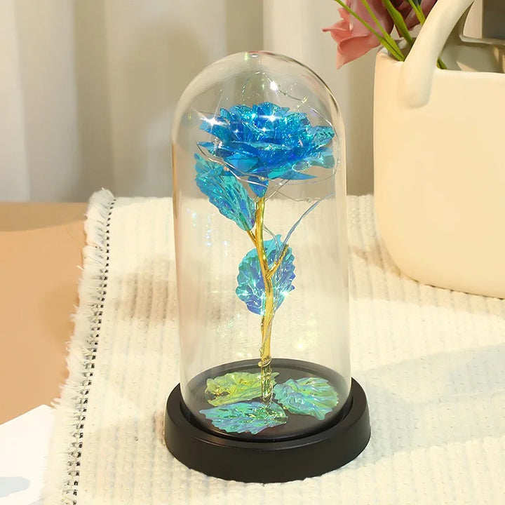 Galaxy Rose with Fairy Lights in Dome – Perfect Gift