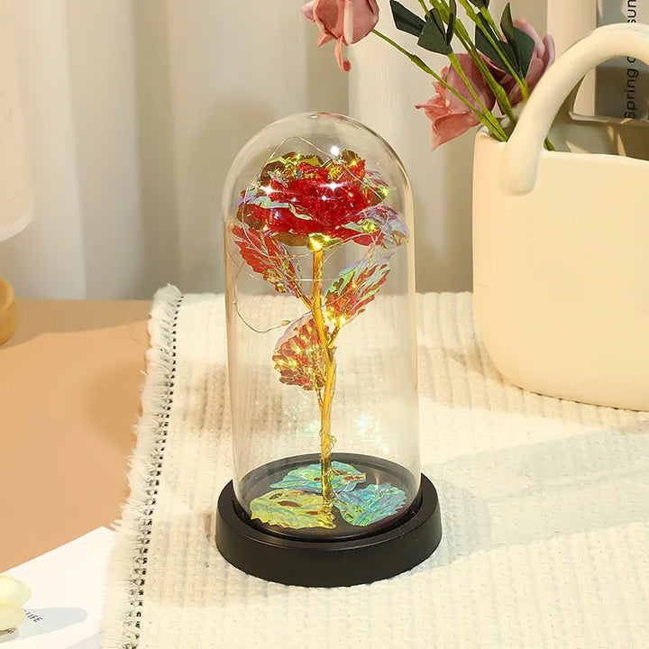 Galaxy Rose with Fairy Lights in Dome – Perfect Gift