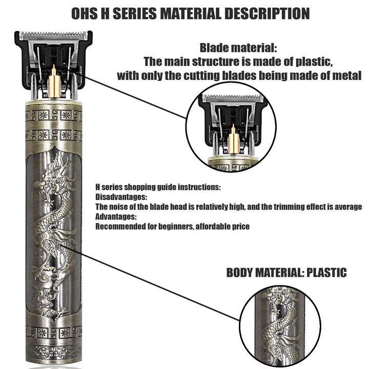 T9 Vintage Electric Hair Trimmer for Men – Rechargeable & Stylish