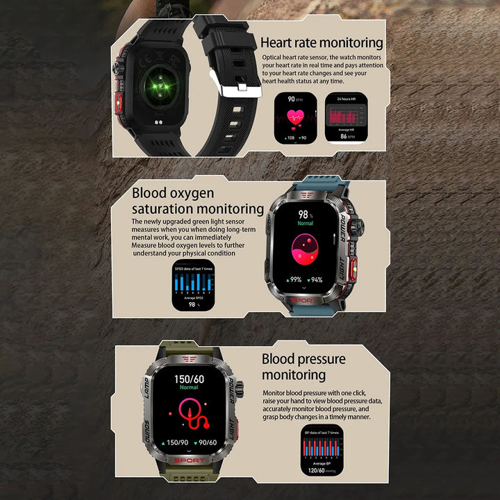 2025 Outdoor Smartwatch with Fitness Tracker & Bluetooth Calls